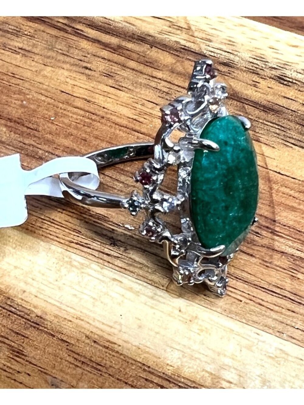 Deep green genuine Beryl stone on .925 sterling silver, size 6 - Picture 9 of 13